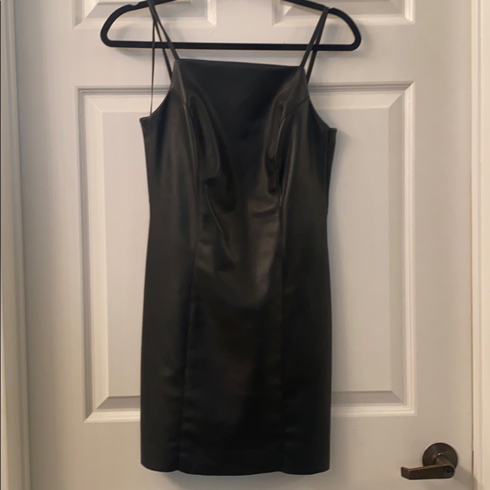 Top Shop faux leather high neck mini dress. Worn 1